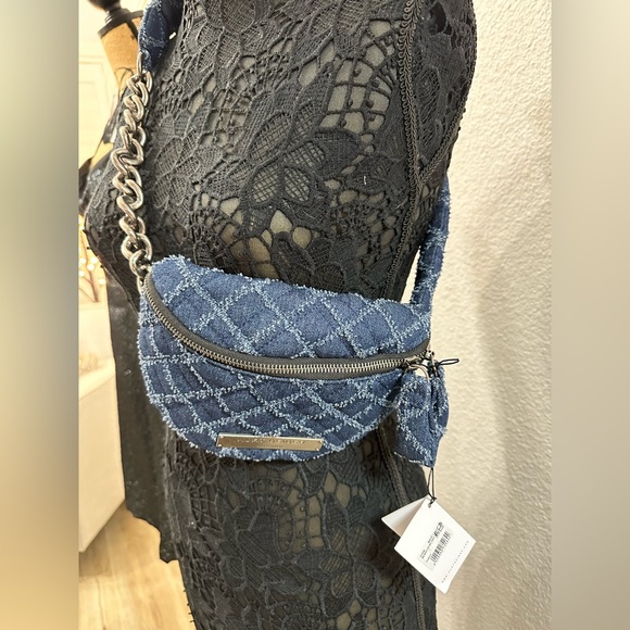 NWT Kurt Geiger Small Brixton Denim Quilt Belt Bag - Picture 9 of 14